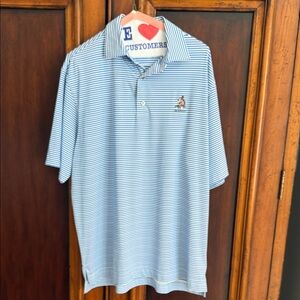 FootJoy White and Blue Striped Polo Shirt